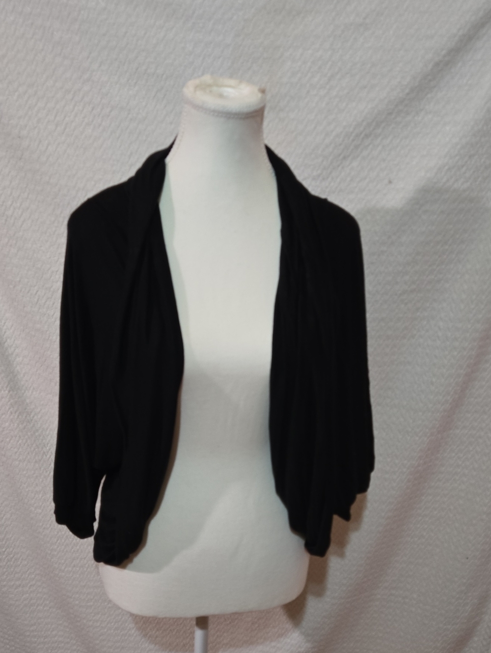 Lavish Black Open-Front Draped Cardigan